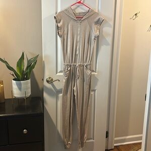 Stylish Beige Hooded Jumpsuit